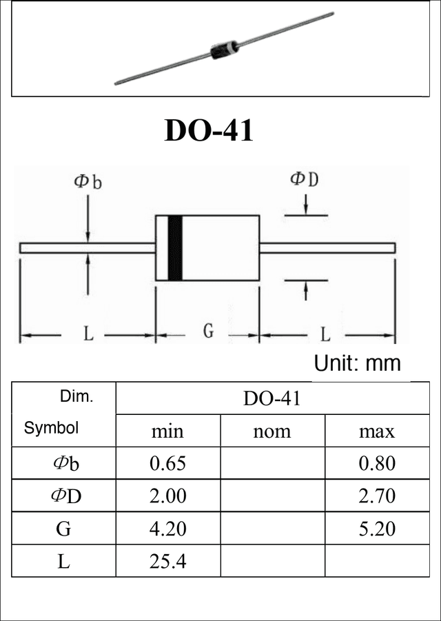 DO-41, D2-10A, DO-214AC, GF1 drawing