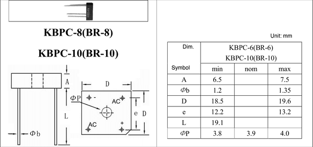 KBPC-8, KBPC-10 drawing