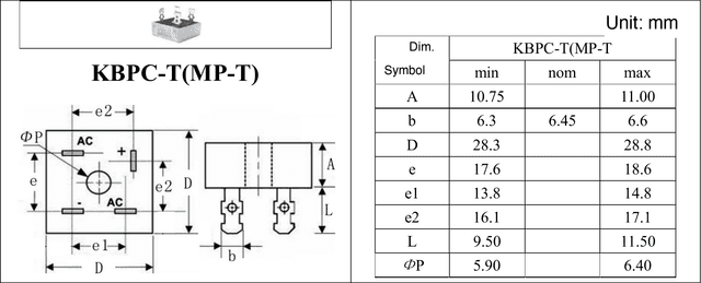 KBPC-T, MP-T drawing