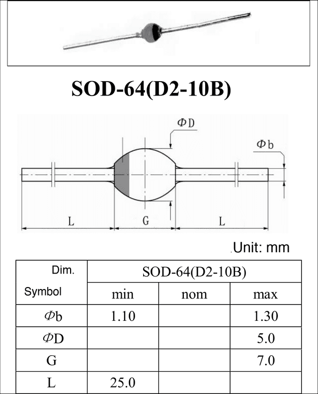 D2-10B, DO-201AD, TO-257 drawing